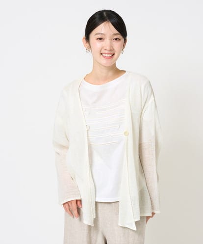 NGBGE54270 GIANNI LO GIUDICE [洗える]リネンからみ織りカーディガン