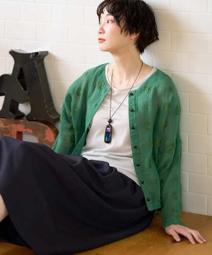 NGBGE57290  [洗える]からみ織りドット刺繍ドルマンブラウス