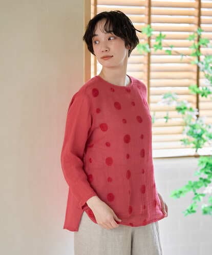 NGBGE58270  [洗える]からみ織りドット刺繍プルオーバーブラウス