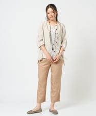 NGBHD66290 GIANNI LO GIUDICE(ジャンニ ロ ジュディチェ) [洗える]麻ストライプブラウス カーキ