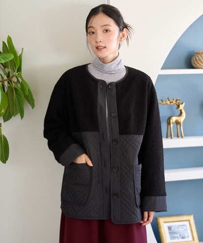 NGDAH39360 GIANNI LO GIUDICE ボアタフタキルトブルゾン