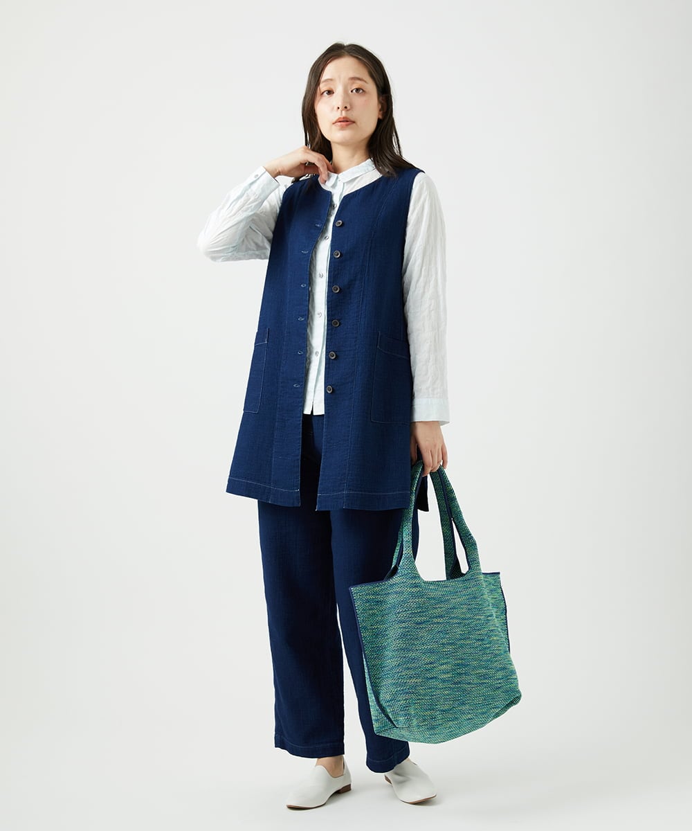 NGDEF15330 GIANNI LO GIUDICE(ジャンニ ロ ジュディチェ) [洗える]二重織ガーゼデニム製品染めジレ ネイビー