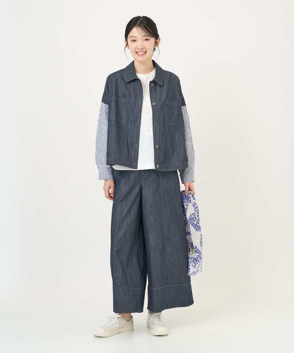 NGDGD20390 GIANNI LO GIUDICE(ジャンニ ロ ジュディチェ) [洗える]スラブシャンブレーデニムブルゾン ネイビー