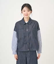 NGDGD20390 GIANNI LO GIUDICE(ジャンニ ロ ジュディチェ) [洗える]スラブシャンブレーデニムブルゾン ネイビー