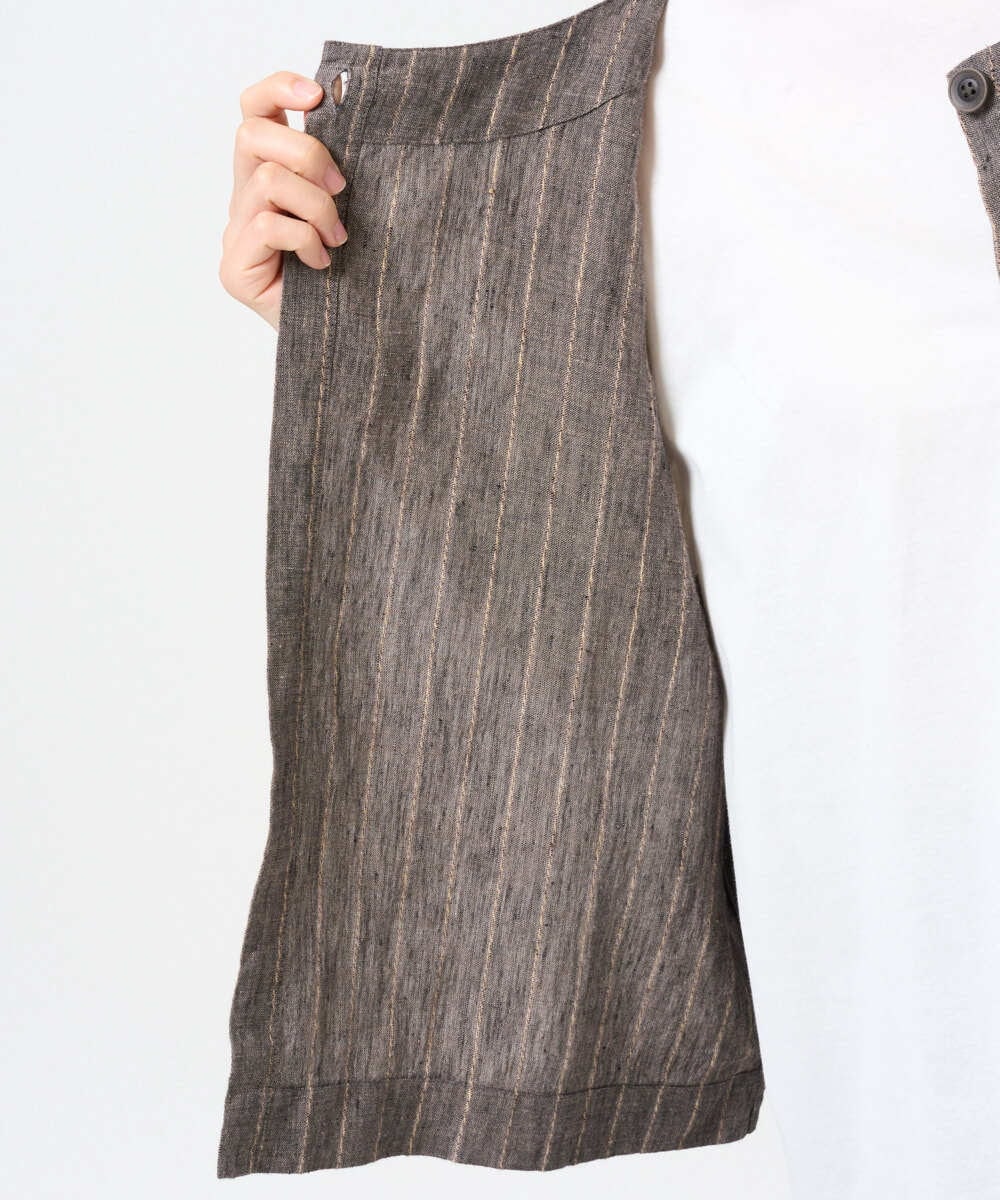 NGDGE51300 GIANNI LO GIUDICE(ジャンニ ロ ジュディチェ) [洗える]リネンステッチストライプベスト ブラック