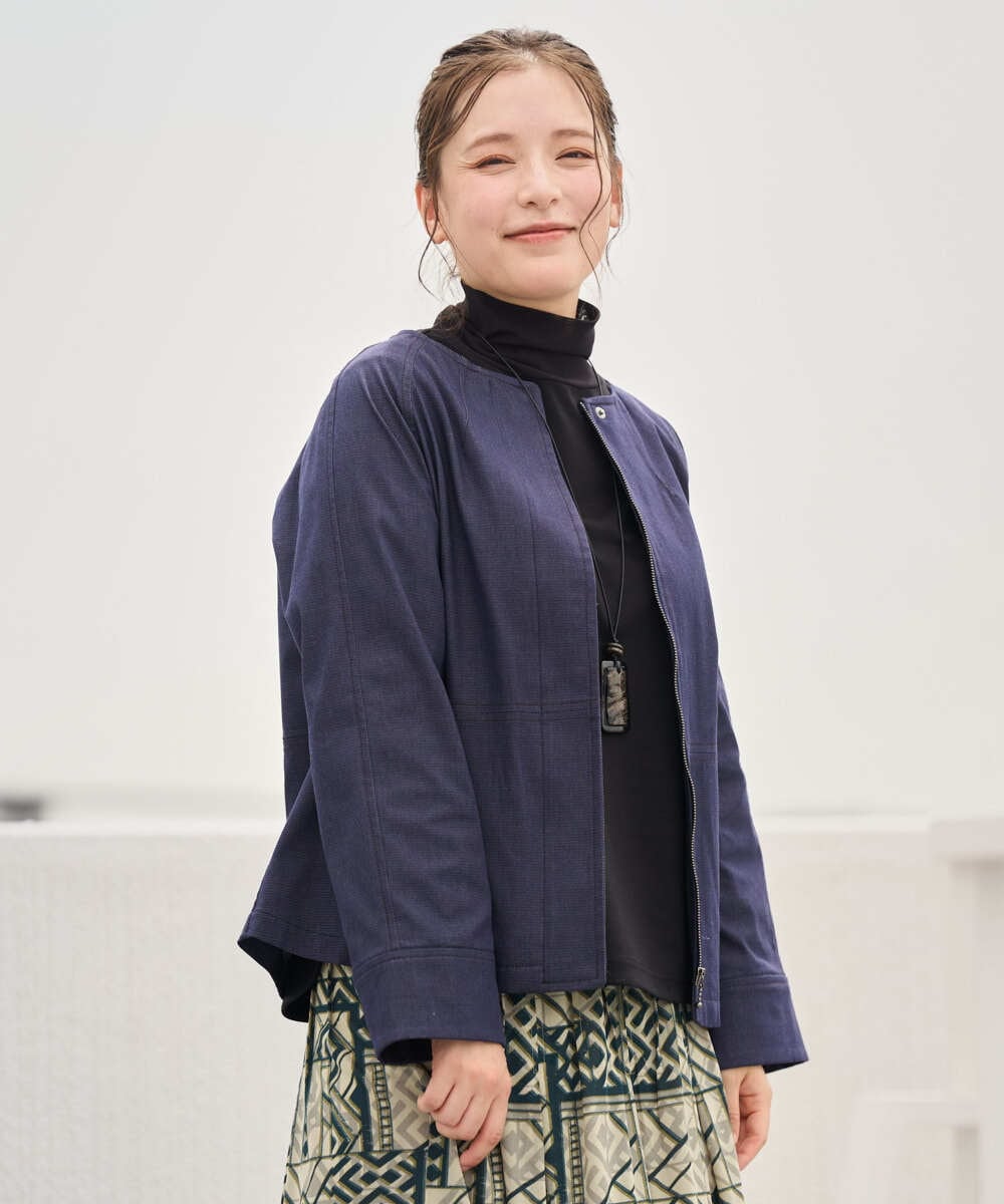 NGDJD14390 GIANNI LO GIUDICE(ジャンニ ロ ジュディチェ) [洗える]デニムライクシャンブレージャケット ネイビー