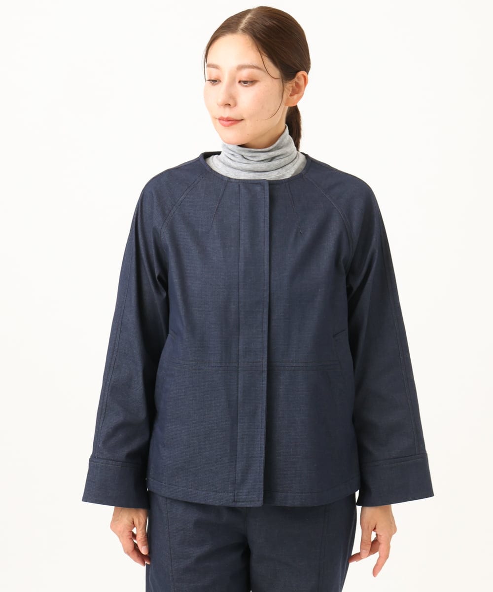NGDJD14390 GIANNI LO GIUDICE(ジャンニ ロ ジュディチェ) [洗える]デニムライクシャンブレージャケット ネイビー
