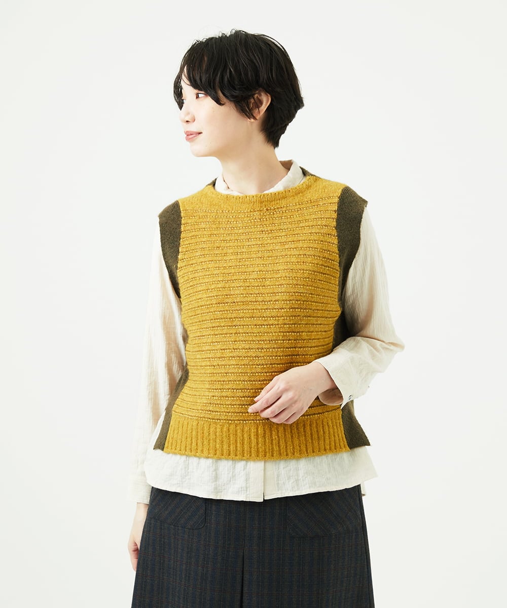 NGFAE35250 GIANNI LO GIUDICE(ジャンニ ロ ジュディチェ) [洗える]ＭＥＥＴニットベスト イエロー