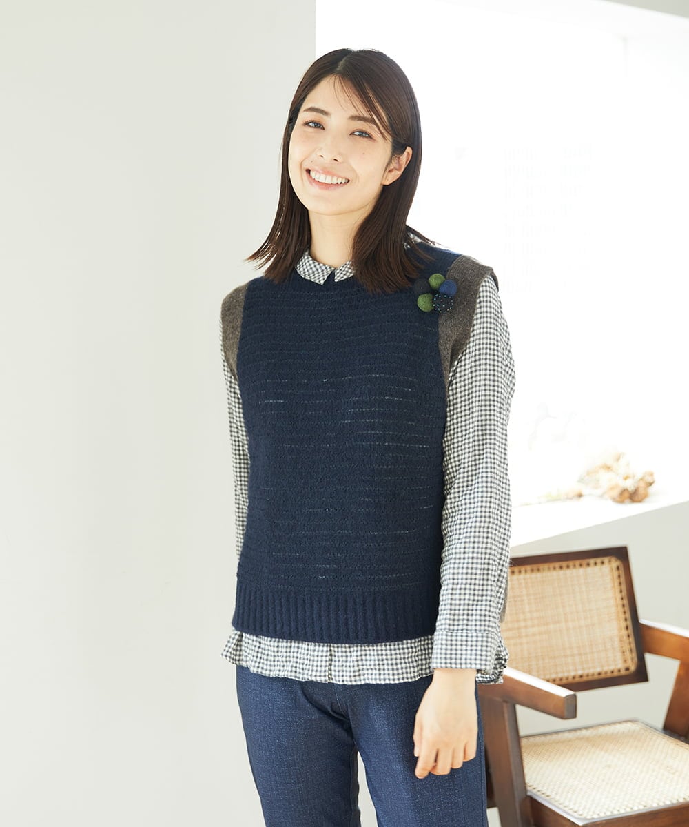 NGFAE35250 GIANNI LO GIUDICE(ジャンニ ロ ジュディチェ) [洗える]ＭＥＥＴニットベスト ネイビー
