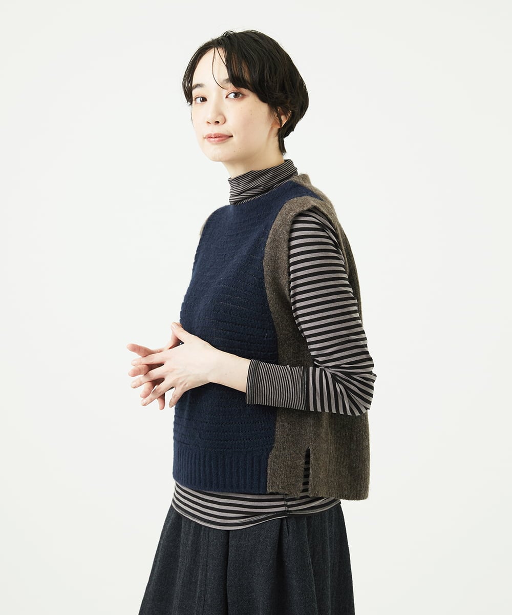 NGFAE35250 GIANNI LO GIUDICE(ジャンニ ロ ジュディチェ) [洗える]ＭＥＥＴニットベスト ネイビー