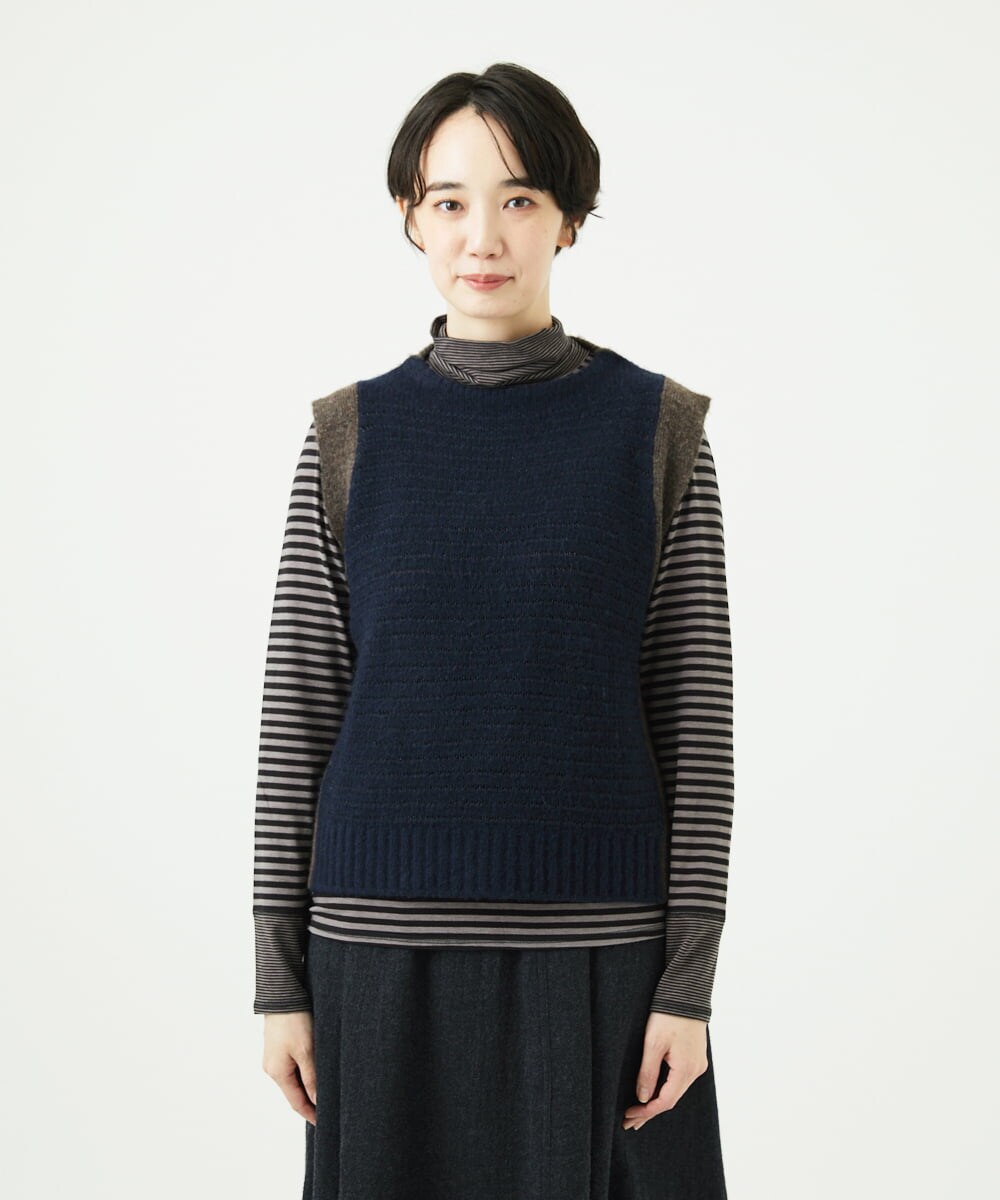 NGFAE35250 GIANNI LO GIUDICE(ジャンニ ロ ジュディチェ) [洗える]ＭＥＥＴニットベスト ネイビー