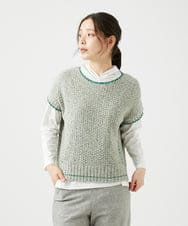 NGFED12270 GIANNI LO GIUDICE(ジャンニ ロ ジュディチェ) [洗える]綿麻ニットベスト グリーン