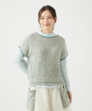 NGFED12270 GIANNI LO GIUDICE(ジャンニ ロ ジュディチェ) [洗える]綿麻ニットベスト グリーン