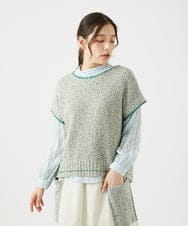 NGFED12270 GIANNI LO GIUDICE(ジャンニ ロ ジュディチェ) [洗える]綿麻ニットベスト グリーン