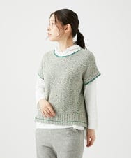NGFED12270 GIANNI LO GIUDICE(ジャンニ ロ ジュディチェ) [洗える]綿麻ニットベスト グリーン