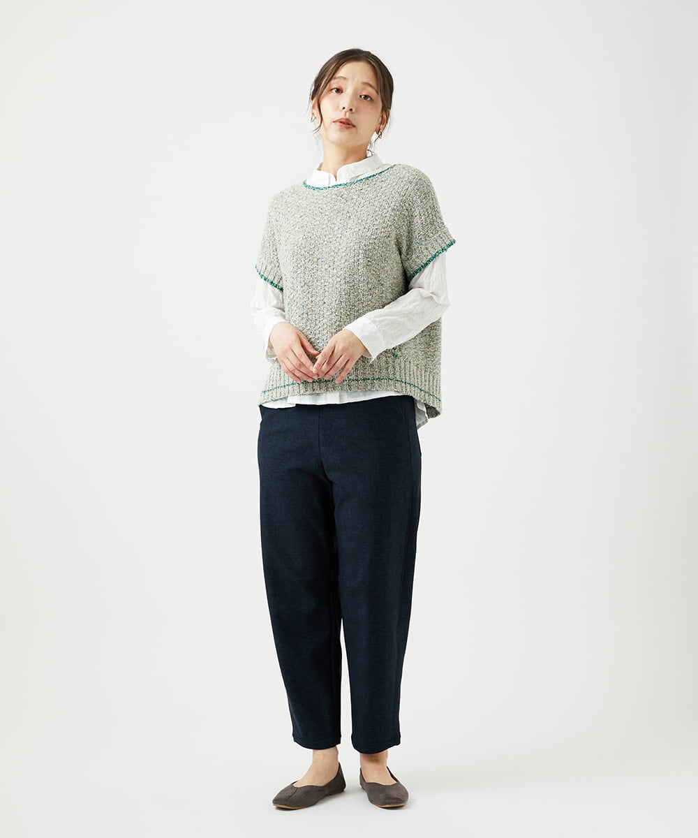 NGFED12270 GIANNI LO GIUDICE(ジャンニ ロ ジュディチェ) [洗える]綿麻ニットベスト グリーン