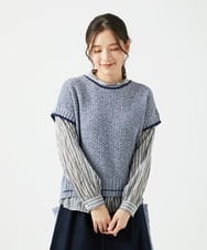 NGFED12270 GIANNI LO GIUDICE(ジャンニ ロ ジュディチェ) [洗える]綿麻ニットベスト ブルー