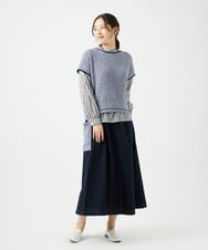 NGFED12270 GIANNI LO GIUDICE(ジャンニ ロ ジュディチェ) [洗える]綿麻ニットベスト ブルー