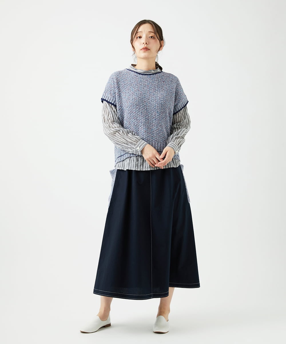 NGFED12270 GIANNI LO GIUDICE(ジャンニ ロ ジュディチェ) [洗える]綿麻ニットベスト ブルー