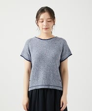 NGFED12270 GIANNI LO GIUDICE(ジャンニ ロ ジュディチェ) [洗える]綿麻ニットベスト ブルー