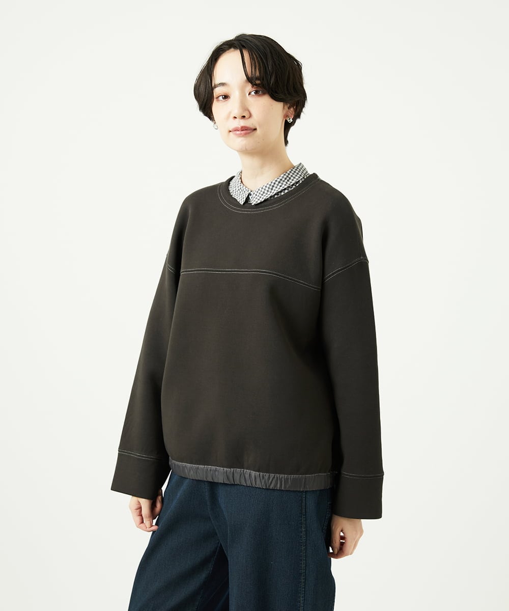 NGKAD01260 GIANNI LO GIUDICE(ジャンニ ロ ジュディチェ) [洗える]アスターダンボールニットカットソー ダークブラウン