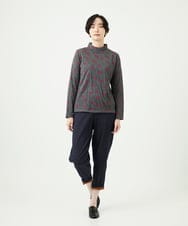 NGKAE22180 GIANNI LO GIUDICE(ジャンニ ロ ジュディチェ) [洗える・日本製]先染め接結ドットジャガードカットソー グレー