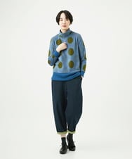 NGKAE35230 GIANNI LO GIUDICE(ジャンニ ロ ジュディチェ) [洗える・日本製]起毛パイルジャガードドットトップス ネイビーブルー