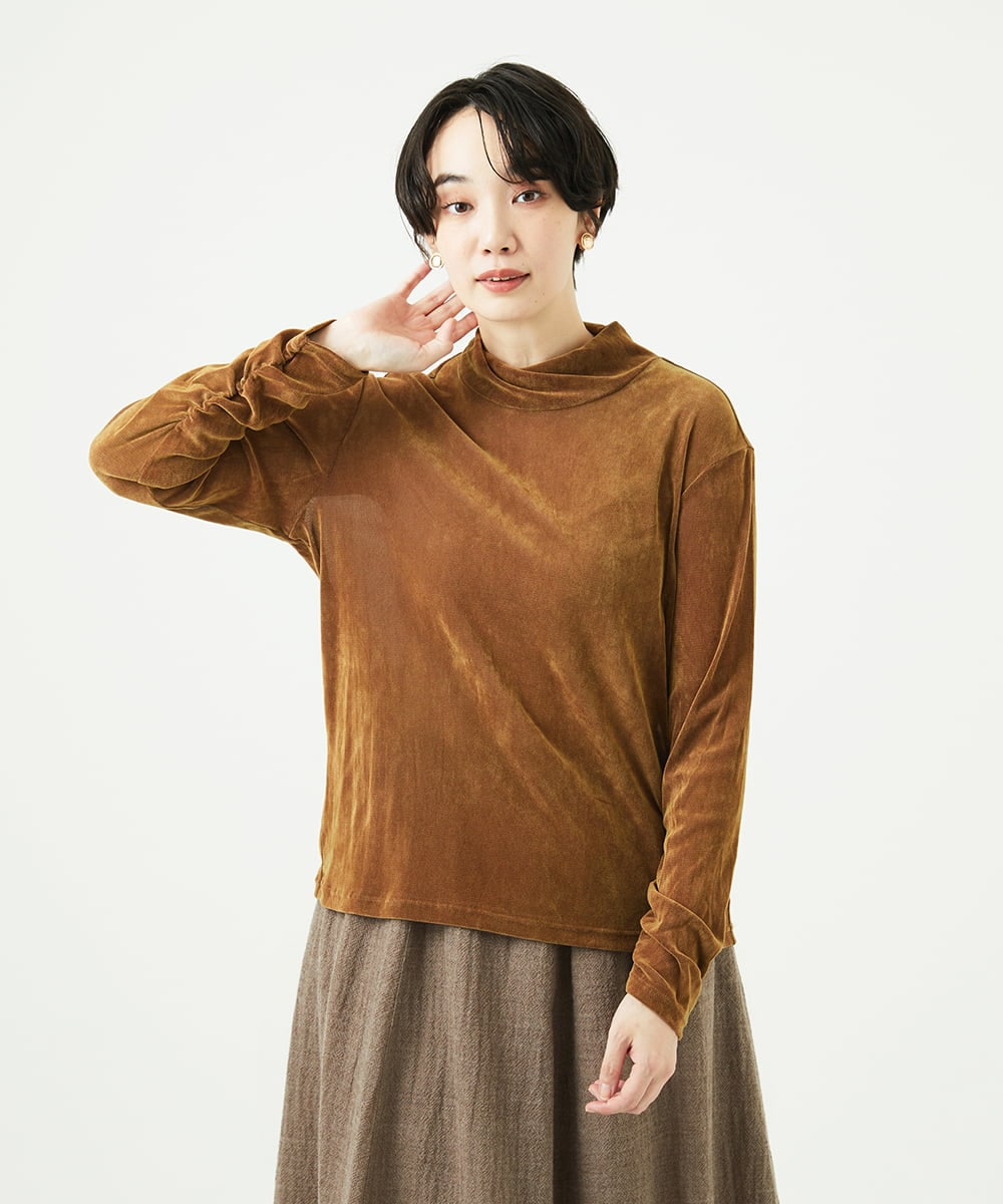 NGKAE40180 GIANNI LO GIUDICE(ジャンニ ロ ジュディチェ) [洗える・日本製]タマムシパイルフロッキーカットソー ブラウン