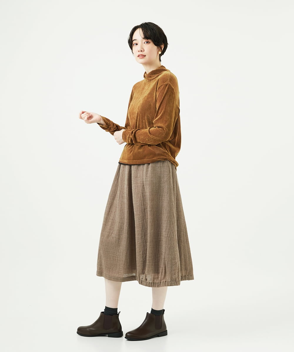 NGKAE40180 GIANNI LO GIUDICE(ジャンニ ロ ジュディチェ) [洗える・日本製]タマムシパイルフロッキーカットソー ブラウン