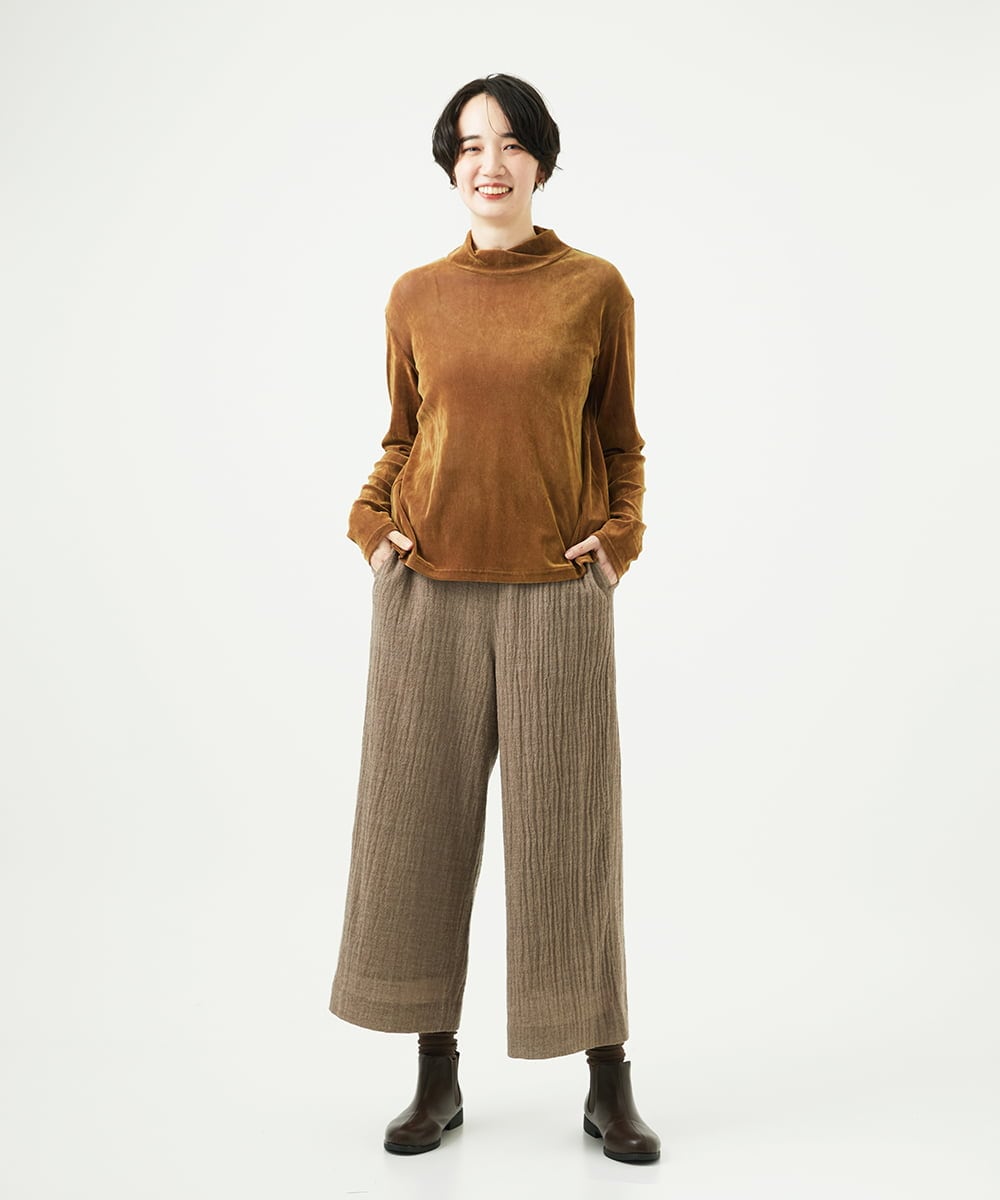 NGKAE40180 GIANNI LO GIUDICE(ジャンニ ロ ジュディチェ) [洗える・日本製]タマムシパイルフロッキーカットソー ブラウン