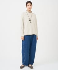 NGKAF13170 GIANNI LO GIUDICE(ジャンニ ロ ジュディチェ) [洗える・日本製]ハイネックコットンウェーブリバーカットソー ベージュ