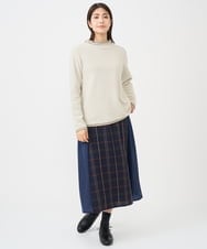 NGKAF13170 GIANNI LO GIUDICE(ジャンニ ロ ジュディチェ) [洗える・日本製]ハイネックコットンウェーブリバーカットソー ベージュ