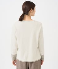 NGKAF14170 GIANNI LO GIUDICE(ジャンニ ロ ジュディチェ) [洗える・日本製]コットンウェーブリバー配色カットソー ベージュ