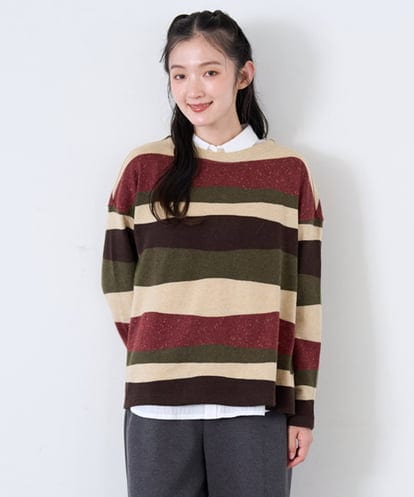 NGKAH51290 GIANNI LO GIUDICE [日本製]ネップパネルボーダーニット