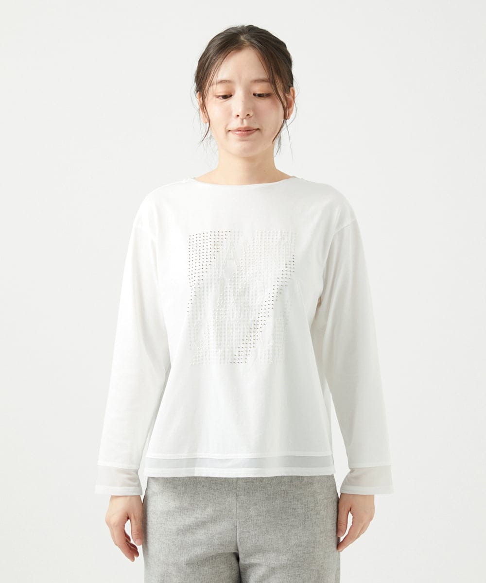 NGKED03200 GIANNI LO GIUDICE(ジャンニ ロ ジュディチェ) [洗える・日本製]ロゴカットソー ホワイト