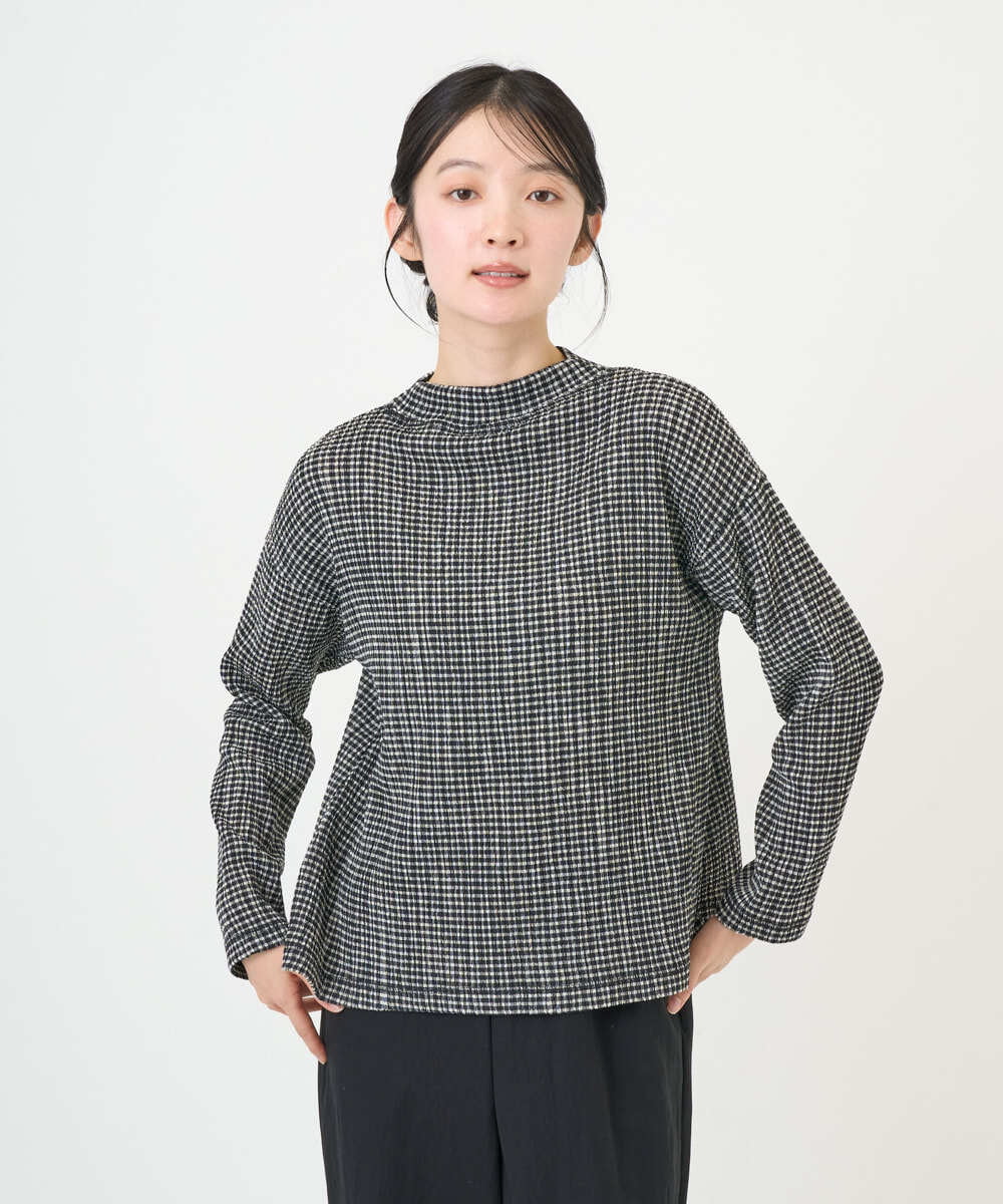 NGKGD30190 GIANNI LO GIUDICE(ジャンニ ロ ジュディチェ) [洗える・日本製]カールマイヤーチェックカットソー ブラック