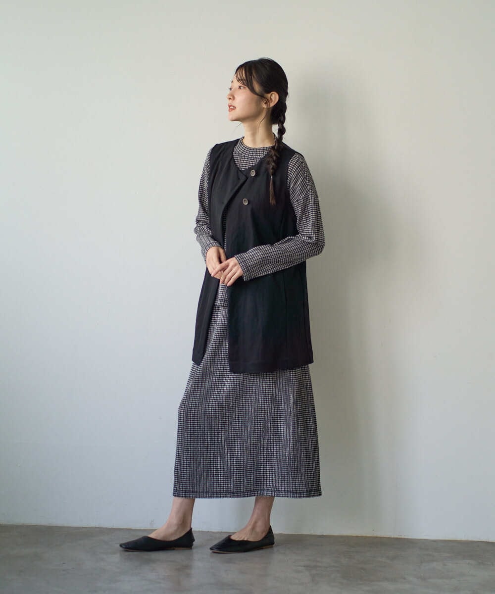 NGKGD30190 GIANNI LO GIUDICE(ジャンニ ロ ジュディチェ) [洗える・日本製]カールマイヤーチェックカットソー ブラック
