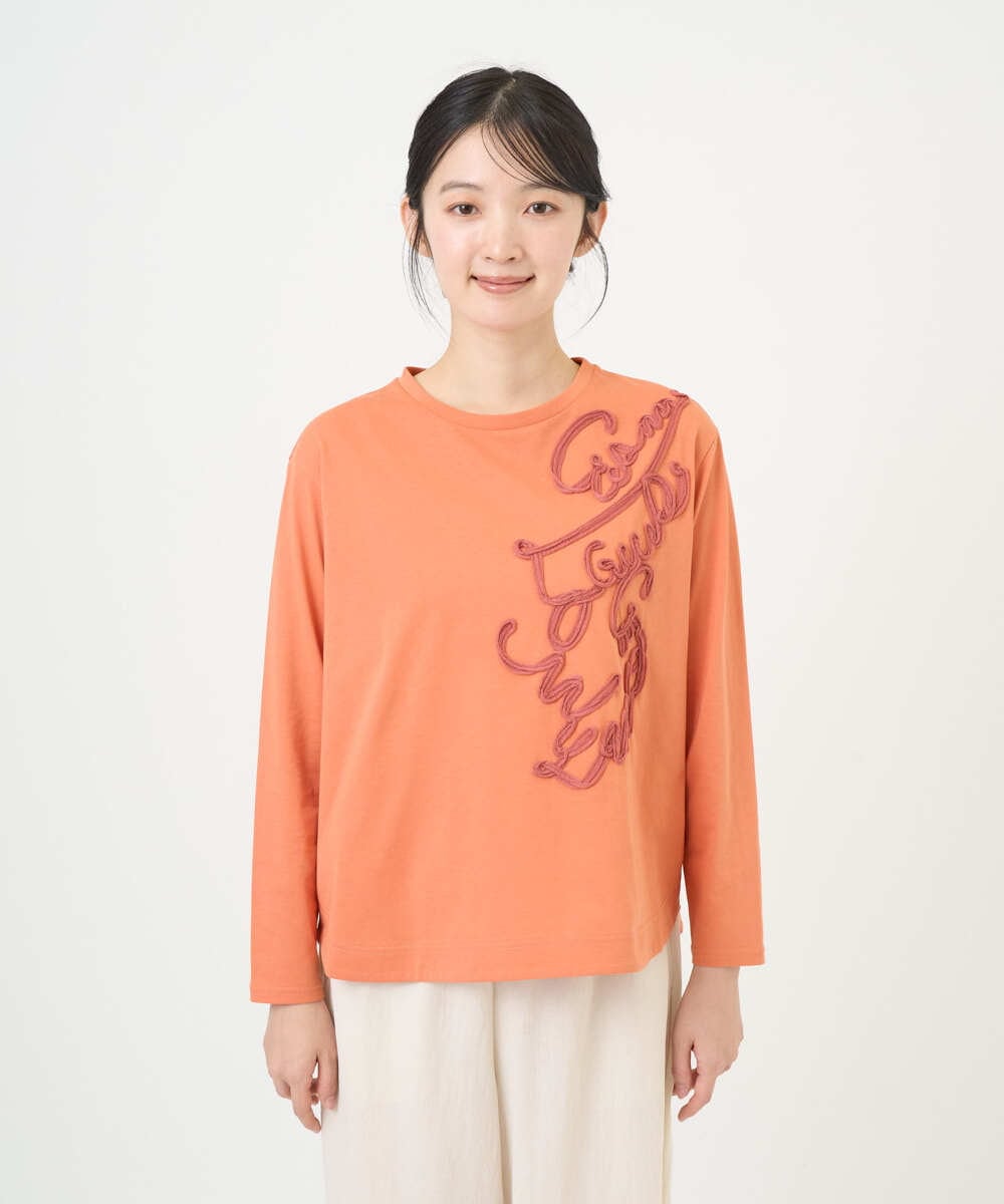 NGKGF35180 GIANNI LO GIUDICE(ジャンニ ロ ジュディチェ) [洗える・日本製]サイロコンパクトハイゲージ天竺カットソー オレンジ