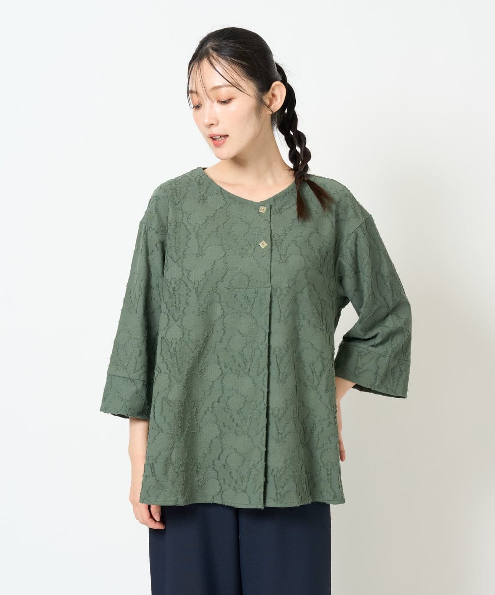 NGKJD13290 GIANNI LO GIUDICE [日本製]コットンカットジャガードプルオーバーブラウス