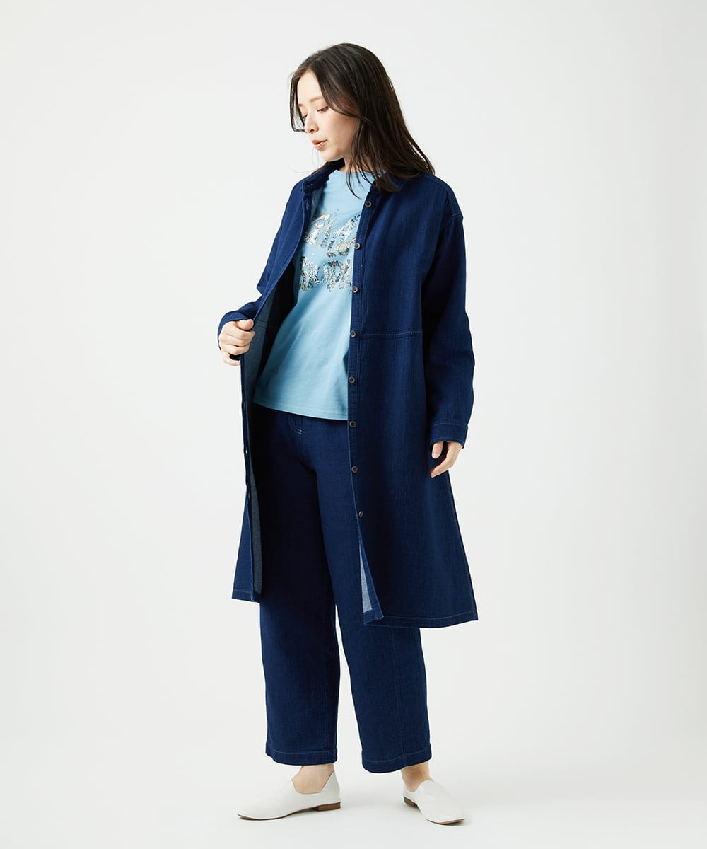 NGLEF15270 GIANNI LO GIUDICE(ジャンニ ロ ジュディチェ) [洗える]二重織ガーゼデニム製品染めパンツ ネイビー