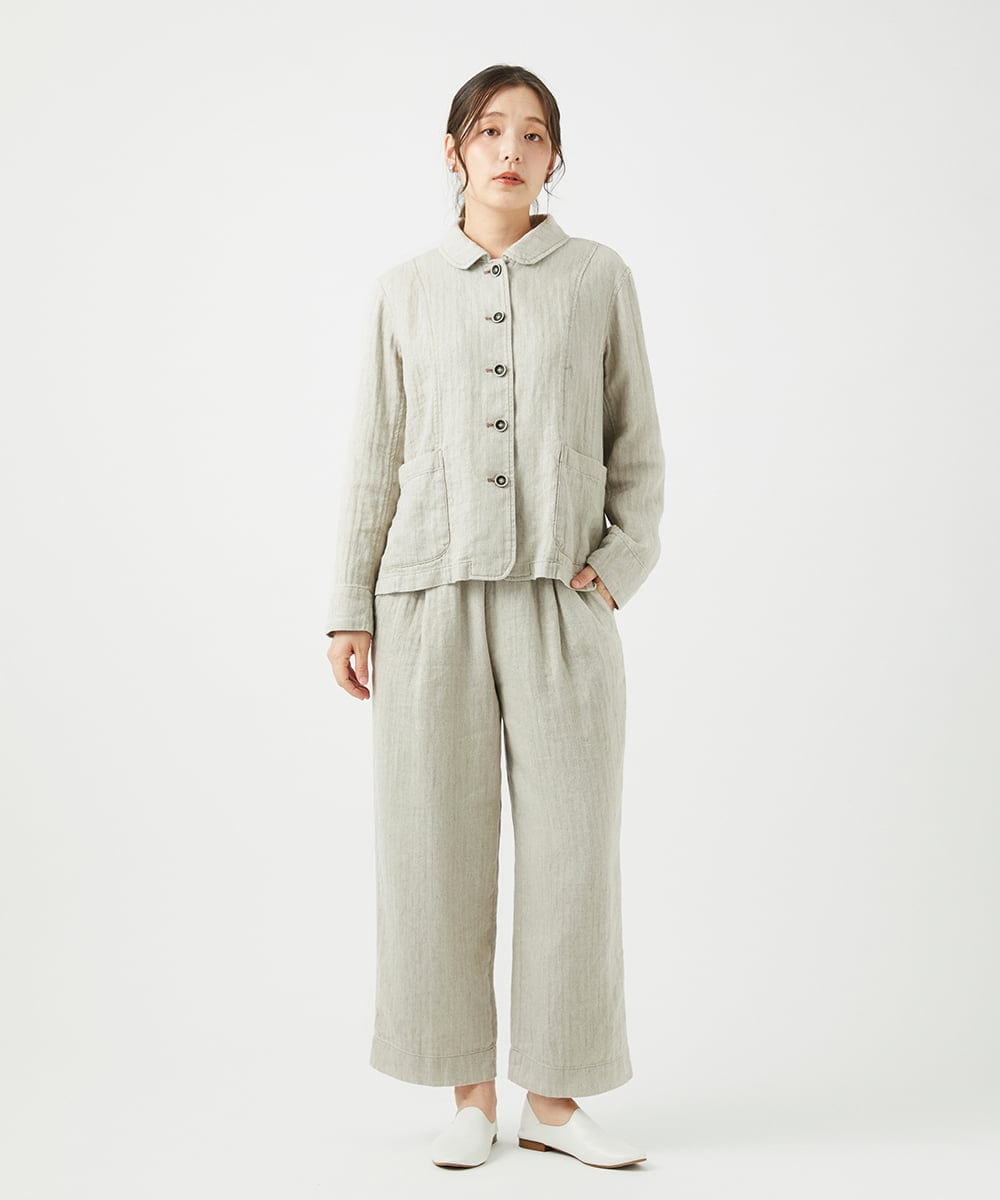 NGLEF17300 GIANNI LO GIUDICE(ジャンニ ロ ジュディチェ) 綿麻ヘリンボンパンツ ベージュ