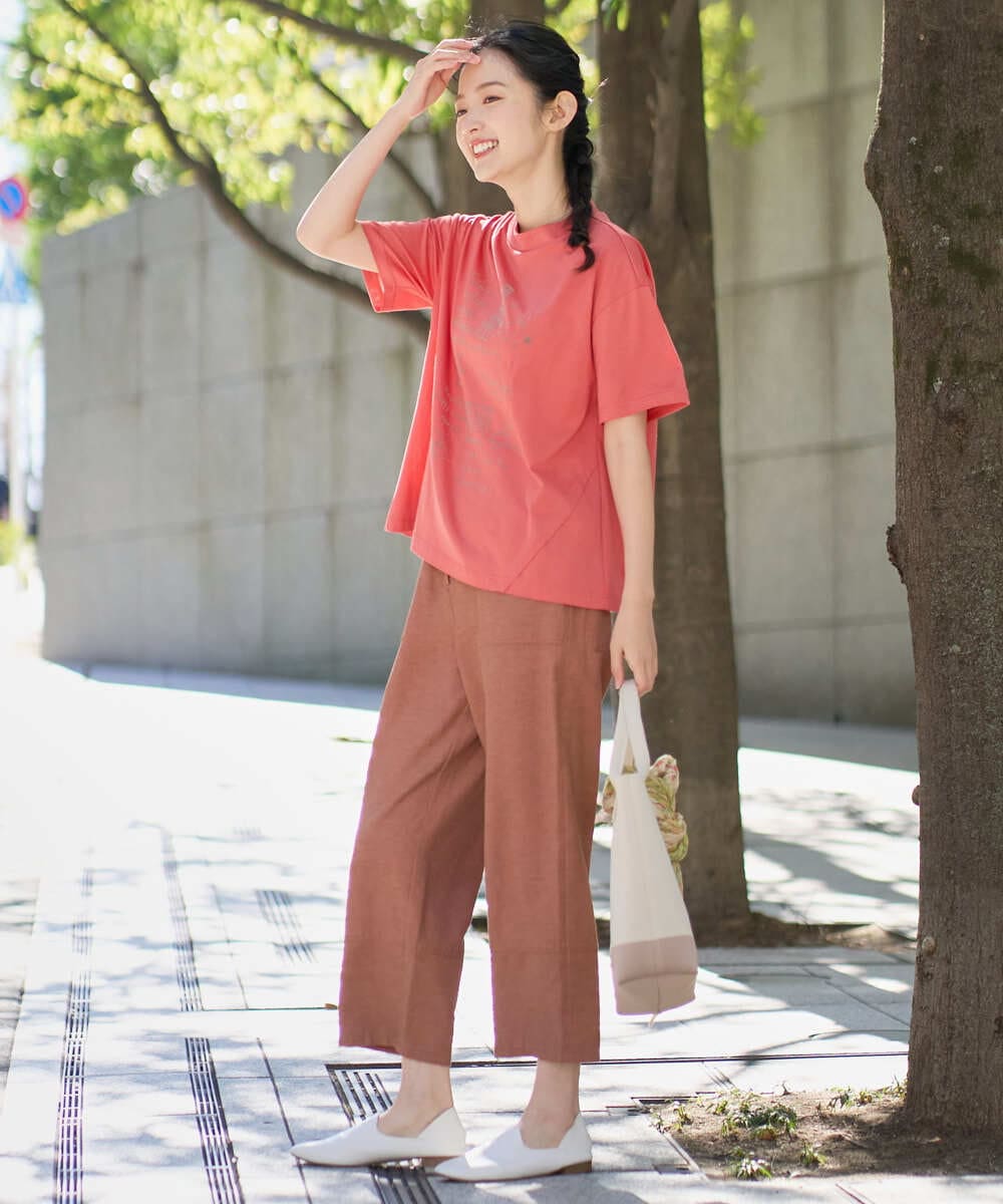 NGLGE44270 GIANNI LO GIUDICE(ジャンニ ロ ジュディチェ) [洗える・日本製]リネンミックスシャンブレーストレッチパンツ オレンジ