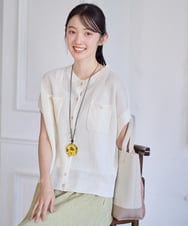 NGSGF41230 GIANNI LO GIUDICE(ジャンニ ロ ジュディチェ) ペーパーヤーン鹿の子ニットベスト アイボリー
