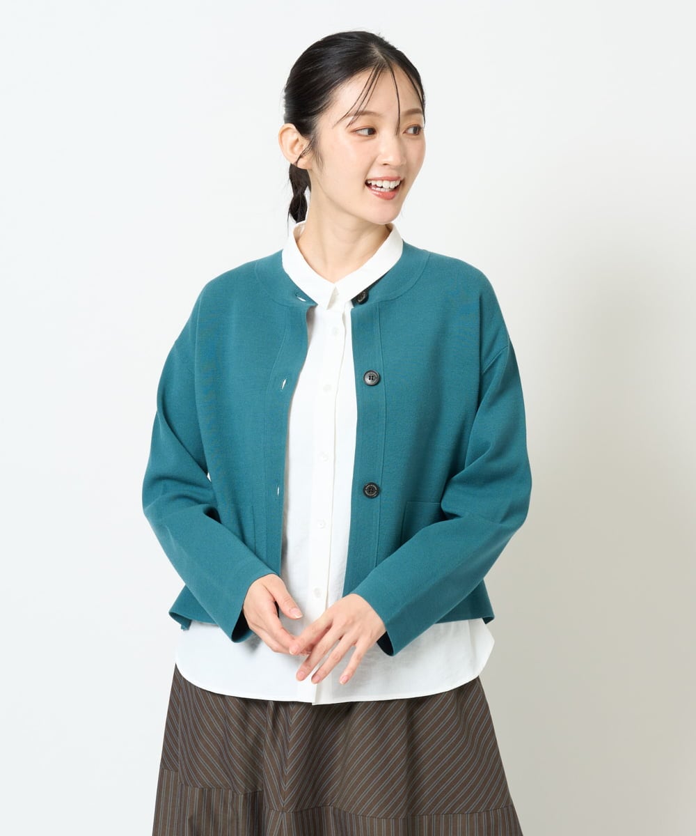 NGSJD12290 GIANNI LO GIUDICE(ジャンニ ロ ジュディチェ) [洗える]ヴィスコースナイロンミラノカーディガン ライトグリーン
