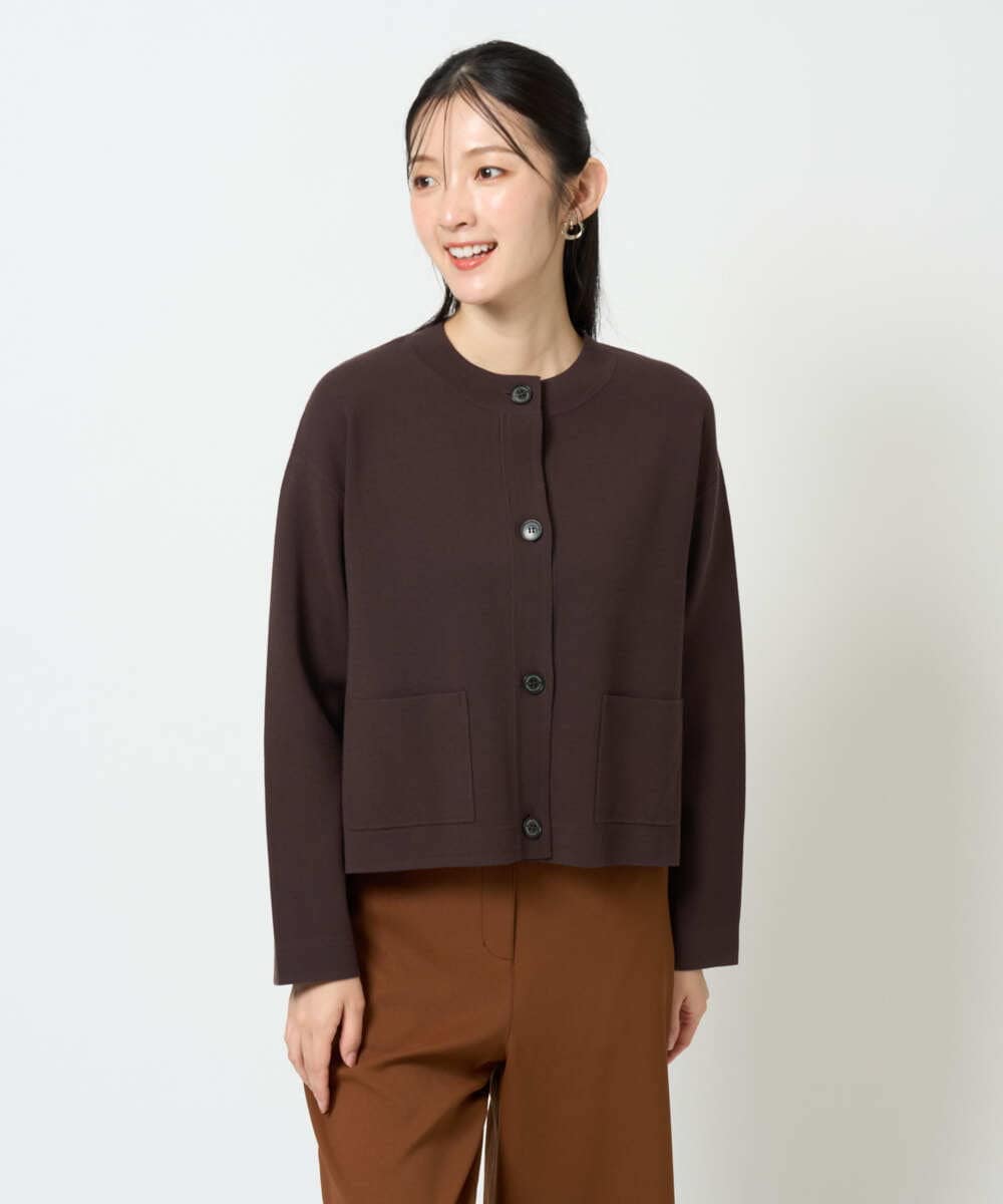 NGSJD12290 GIANNI LO GIUDICE(ジャンニ ロ ジュディチェ) [洗える]ヴィスコースナイロンミラノカーディガン ブラウン