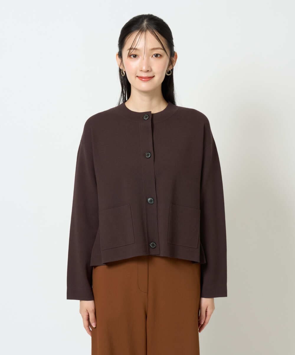 NGSJD12290 GIANNI LO GIUDICE(ジャンニ ロ ジュディチェ) [洗える]ヴィスコースナイロンミラノカーディガン ブラウン