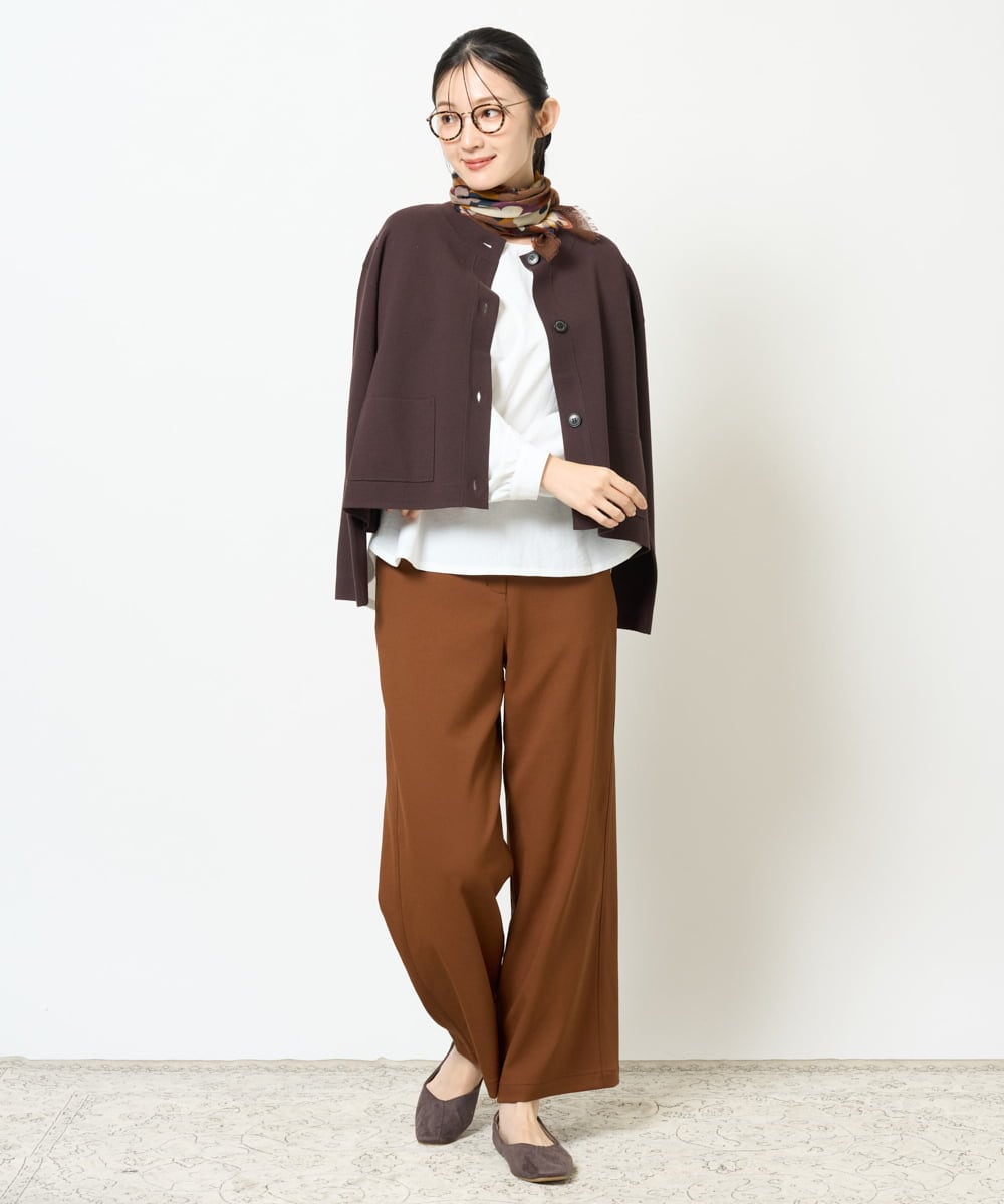 NGSJD12290 GIANNI LO GIUDICE(ジャンニ ロ ジュディチェ) [洗える]ヴィスコースナイロンミラノカーディガン ブラウン