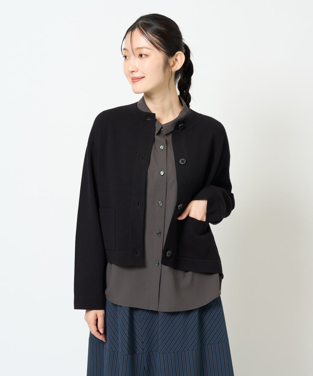 NGSJD12290 GIANNI LO GIUDICE(ジャンニ ロ ジュディチェ) [洗える]ヴィスコースナイロンミラノカーディガン ブラック
