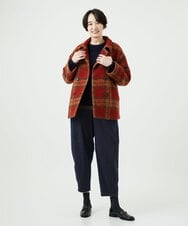 NGVAE33690 GIANNI LO GIUDICE(ジャンニ ロ ジュディチェ) [日本製]ループチェックウールコート オレンジ