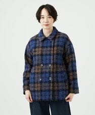 NGVAE33690 GIANNI LO GIUDICE(ジャンニ ロ ジュディチェ) [日本製]ループチェックウールコート ネイビー